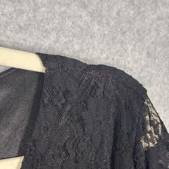 VTG 90s Ice Silk Dress 2XL Wrap Lace Sheer Flowy Skater Whimsigoth Feminine ** - Picture 6 of 14